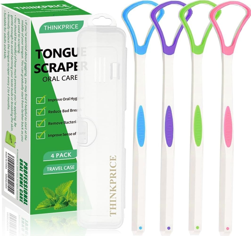 Tongue Scraper Cleaner 100% BPA Free Tongue Scrapers with Travel Handy Case for