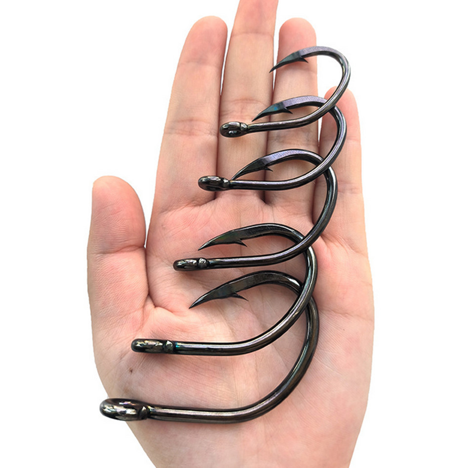 5-8Pcs Big Game Hook High Carbon Steel Sharp Fishing Saltwater Hooks 25#-45#