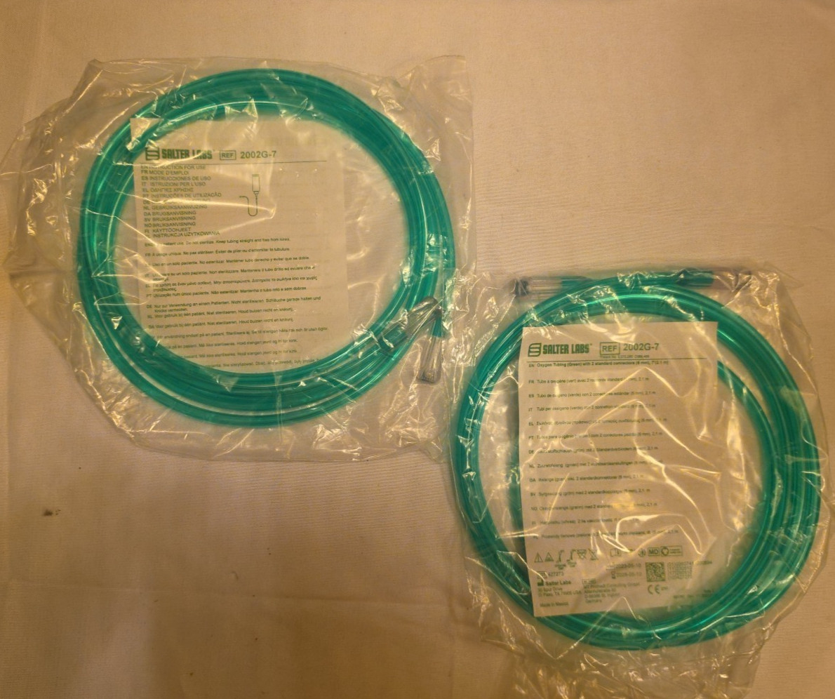 2- New Sealed Salter Supply Tubing - Adult 7ft GREEN 2002G-7