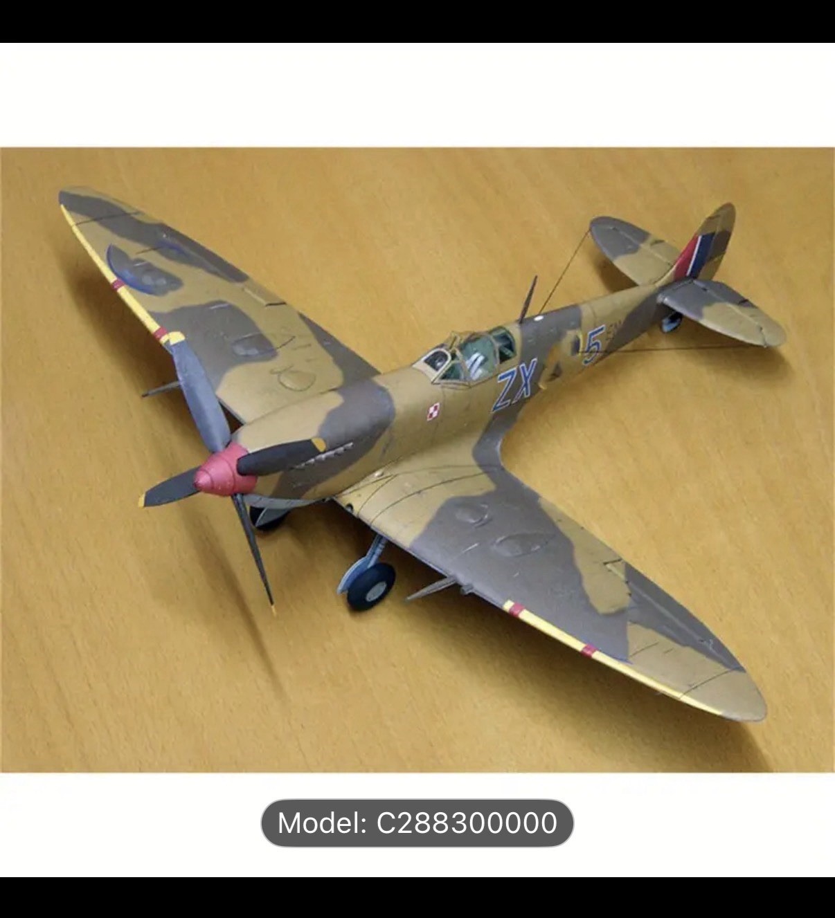 1/33 Supermarine Spitfire Fighter Paper Model Military Aircraft Unassembled Gift