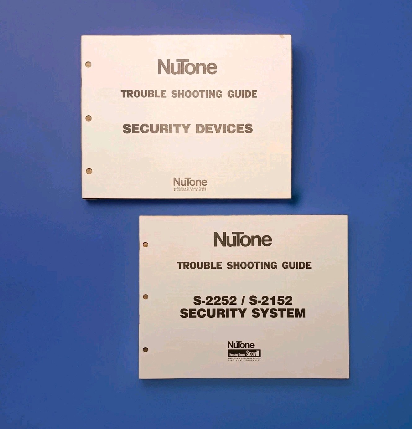 NuTone S-2252 / S-2152 Security System & Devices Troubleshooting Guides (Pair)