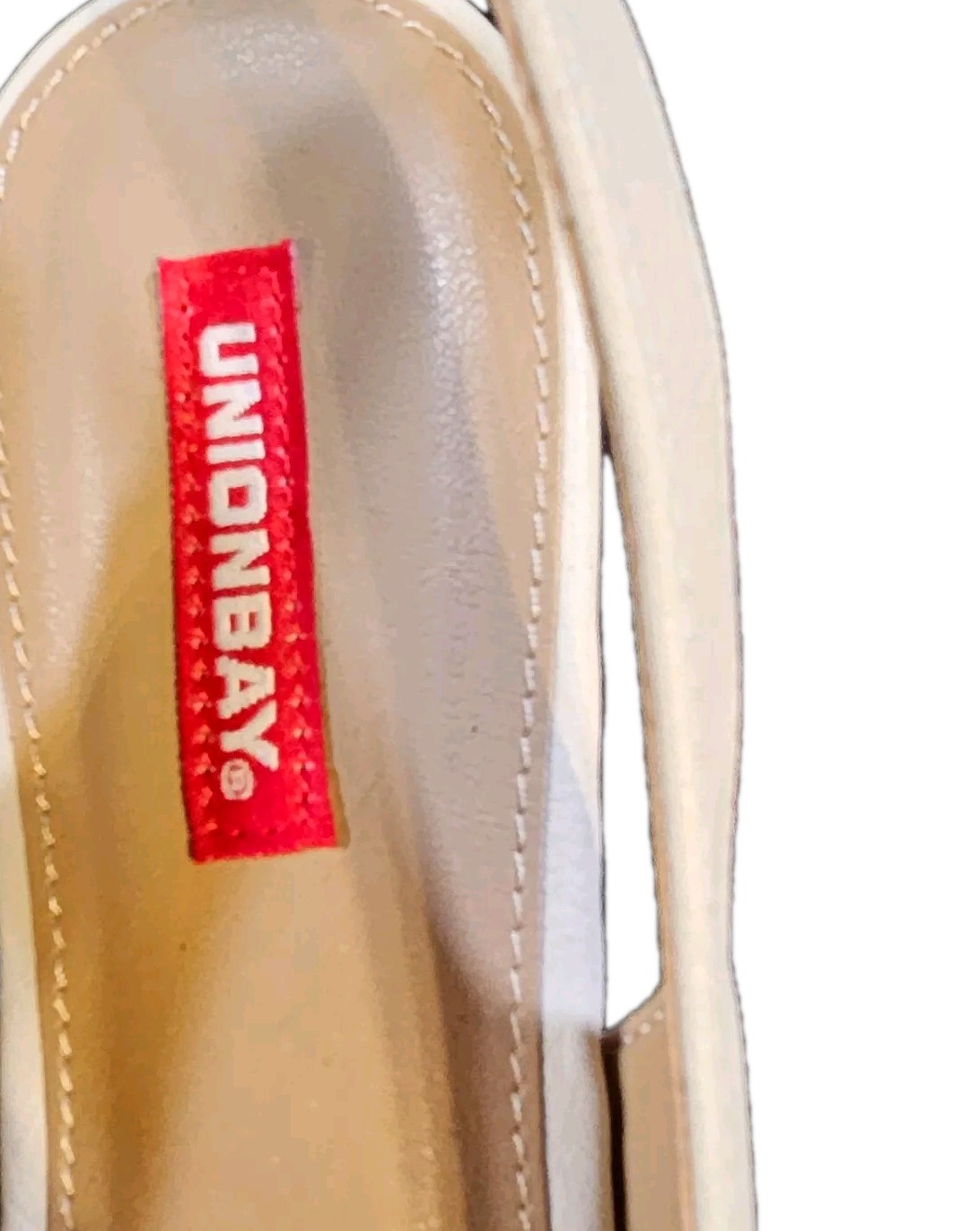 Unionbay Cream Pamira Mary Jane Slingback Pointed Toe Flats Retro Womens SZ 9.5M