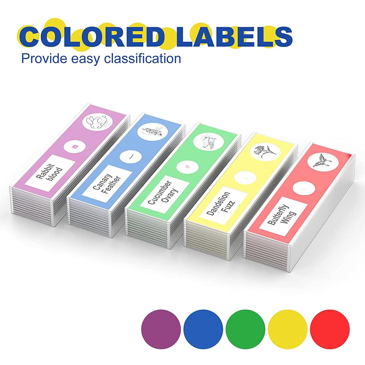 Plastic Prepared Microscope Slides for Kids, 60pcs Animals Insects Plants Flowe