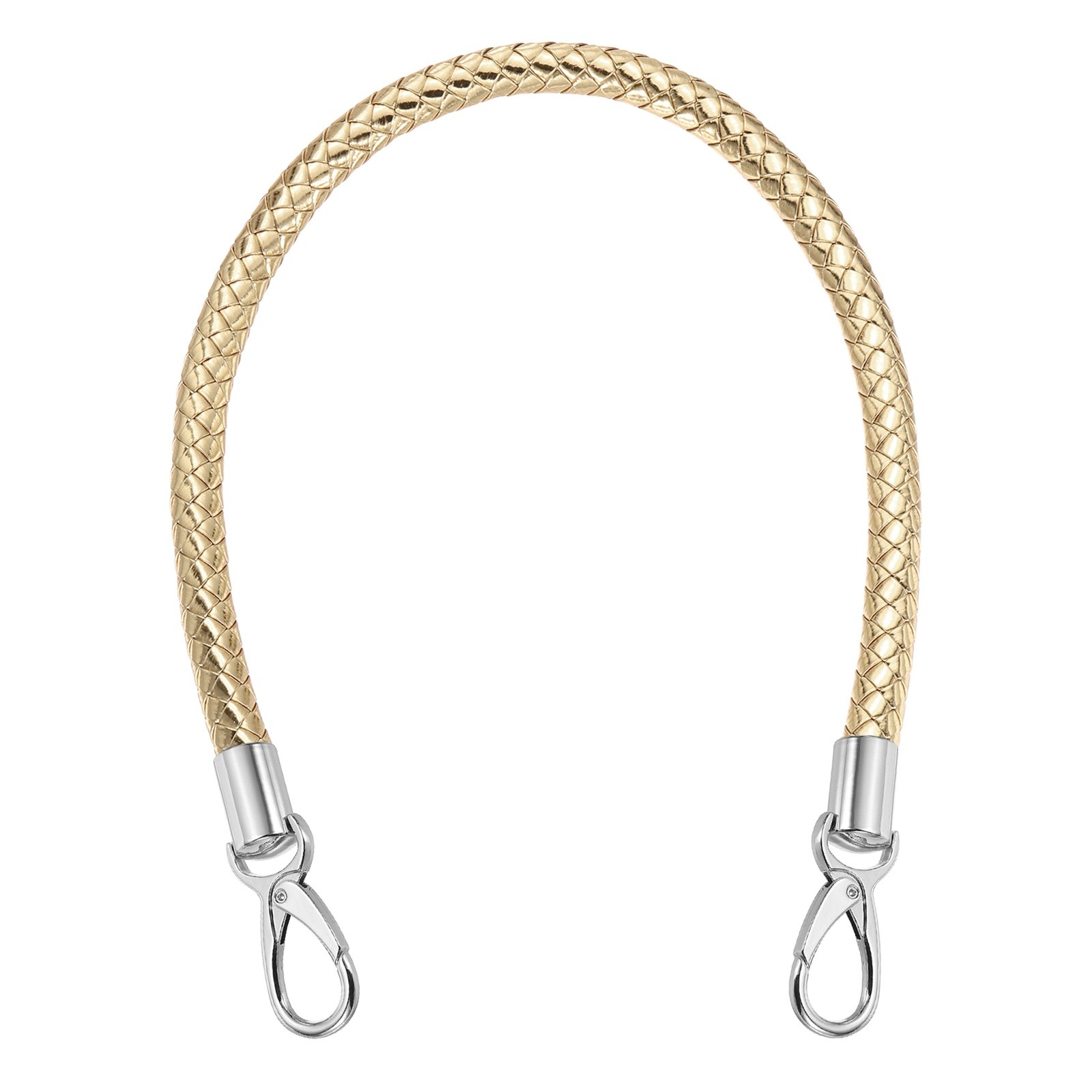 55cm 21.7" Braided Purse Strap Leather Light Gold (Silver White Buckle)