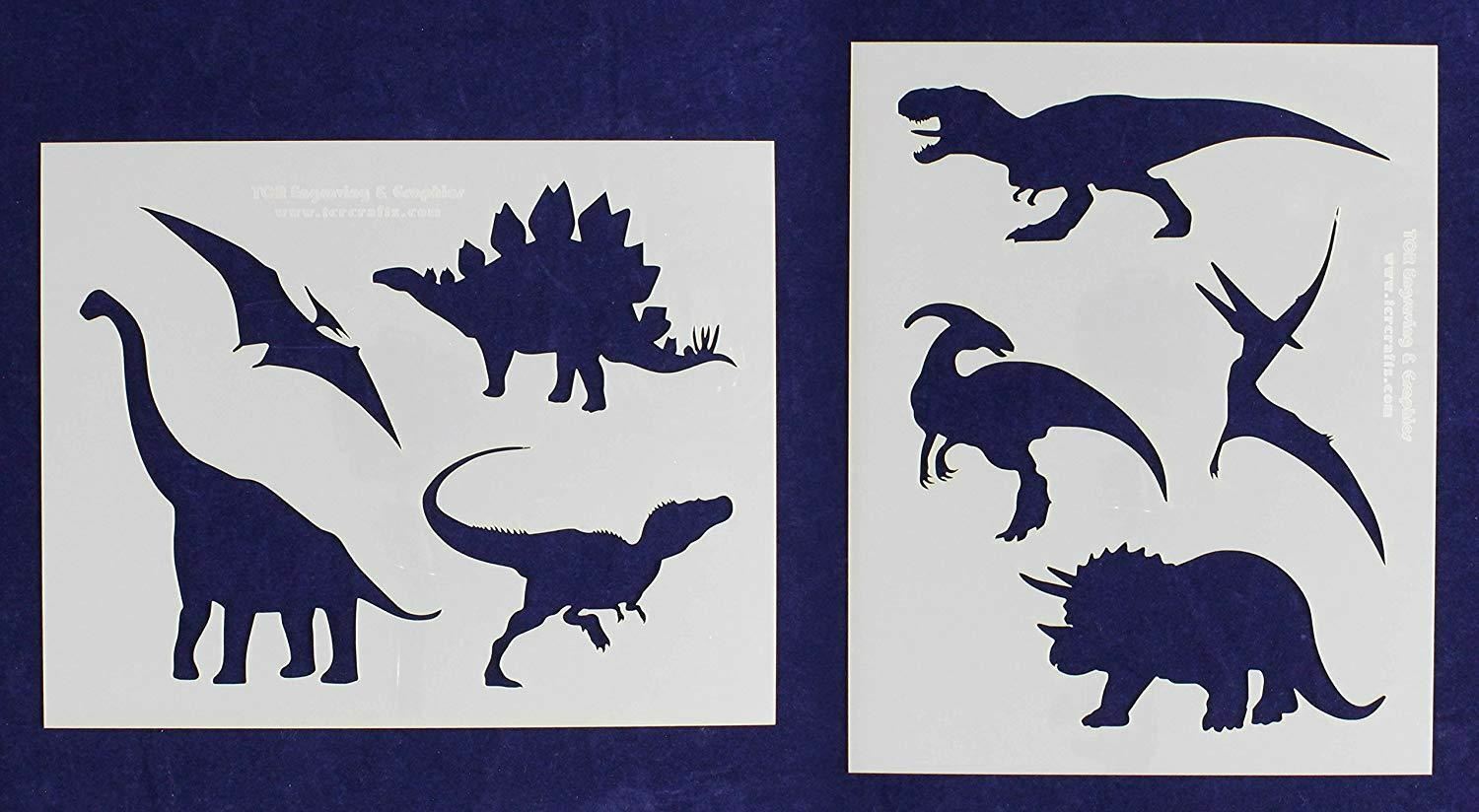 Dinosaur Stencils -Mylar 2 Pieces of 14 Mil 8" X 10"- Painting /Crafts/ Template