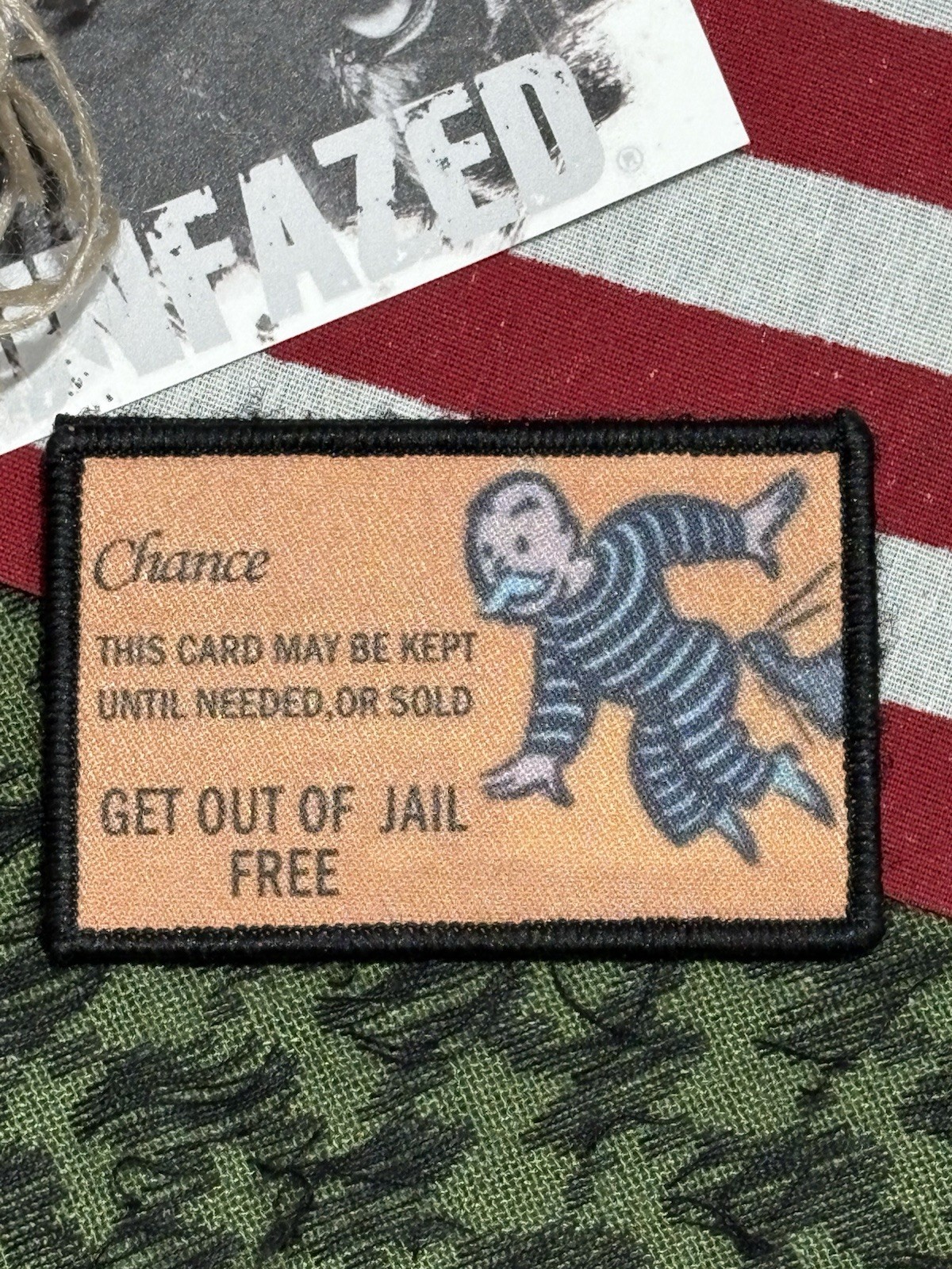 Get Out Of Jail Free Tactical Hook And Loop Patch High Quality Graphic ~2x3