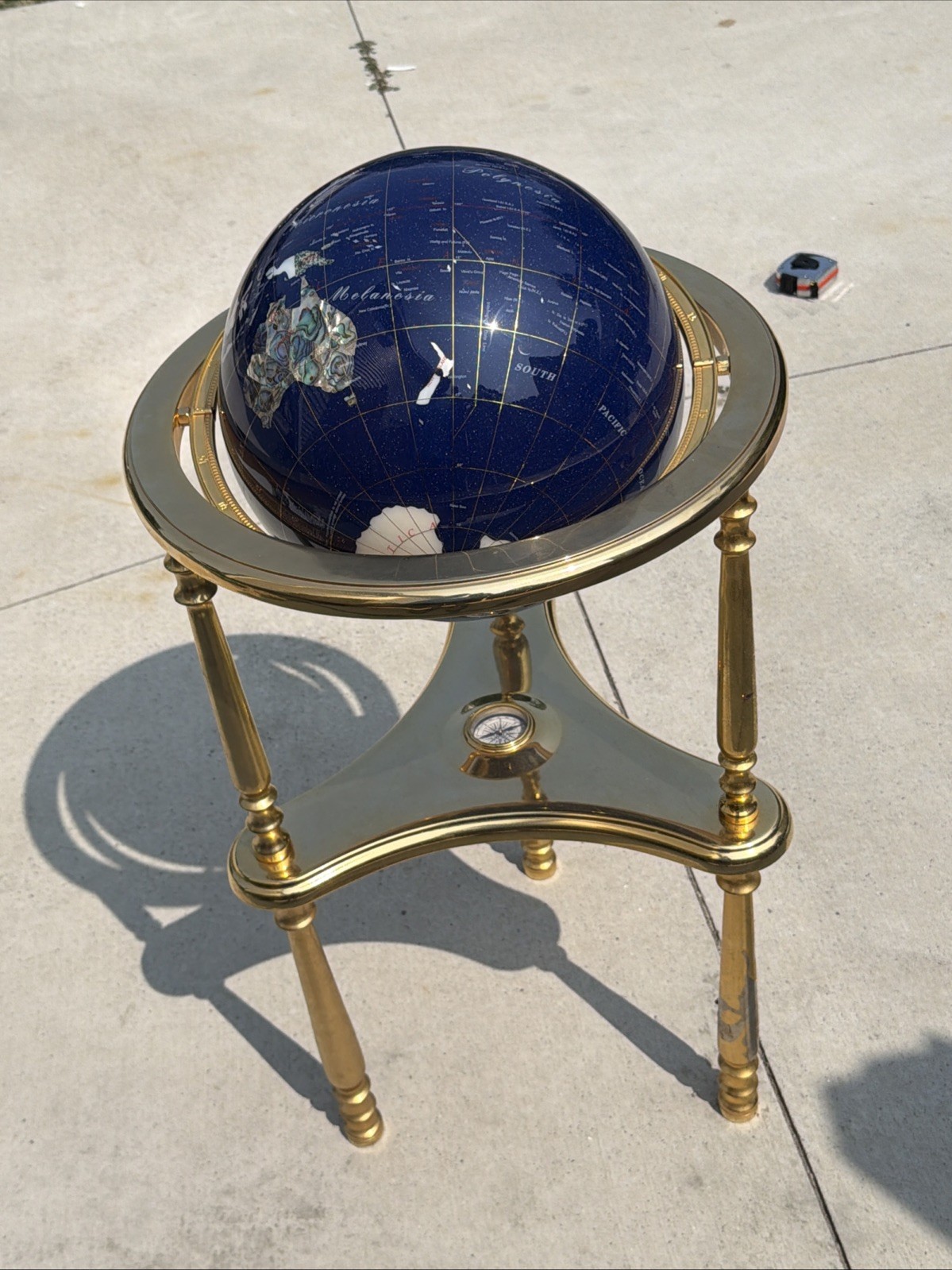Alexander Kalifano gemstone world globe on brass stand