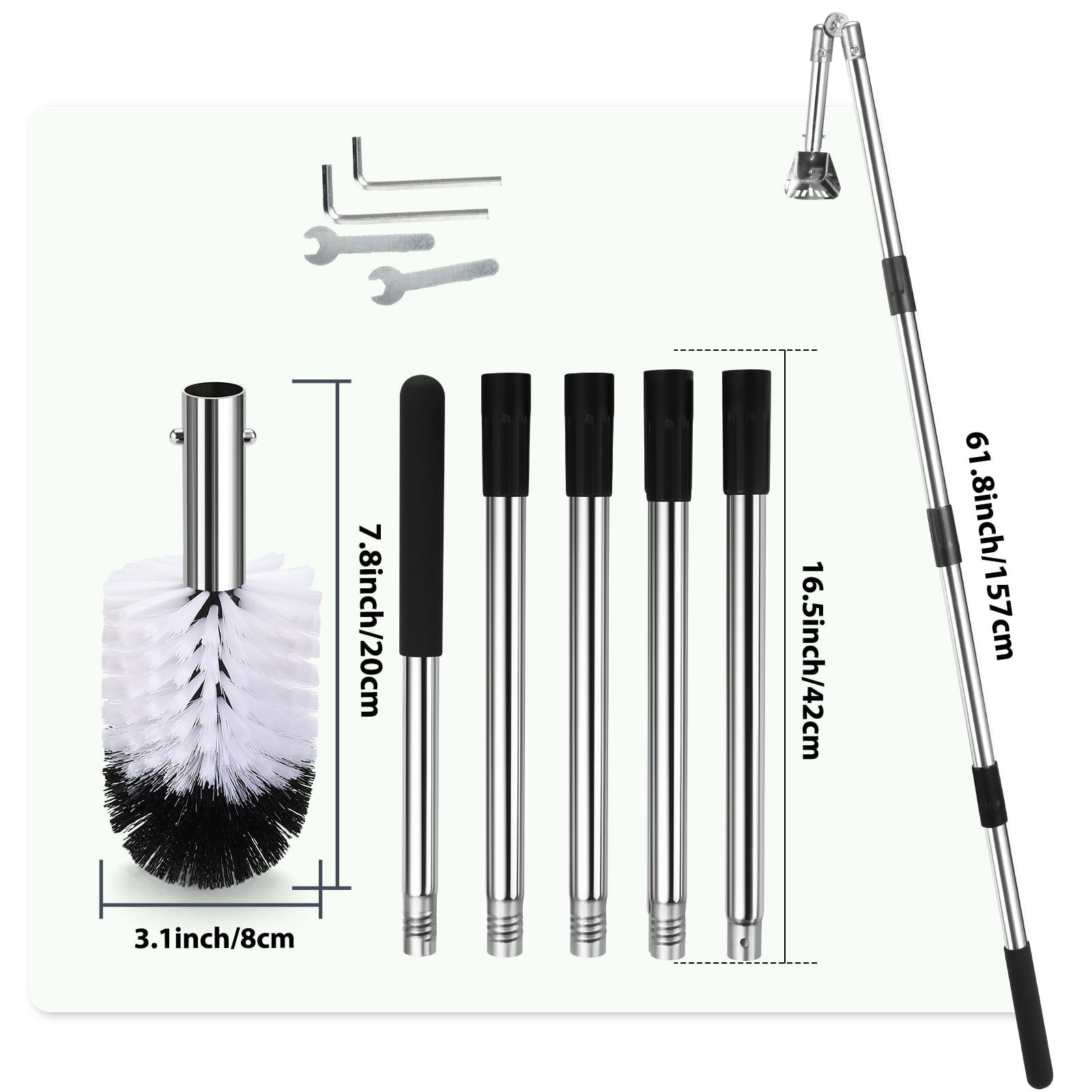 Gutter Cleaning Tools, 6.4FT Gutter Cleaner with Pole & Gutter Brush, Gutter ...