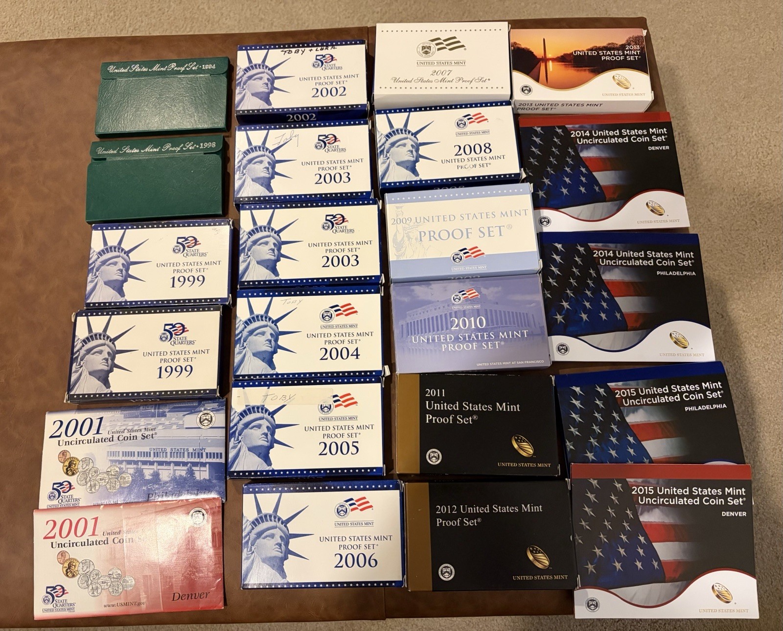 Large Lot of U.S. Mint Proof Sets - 20 Total Sets (1994, 1998, 1999, 2001-2015)