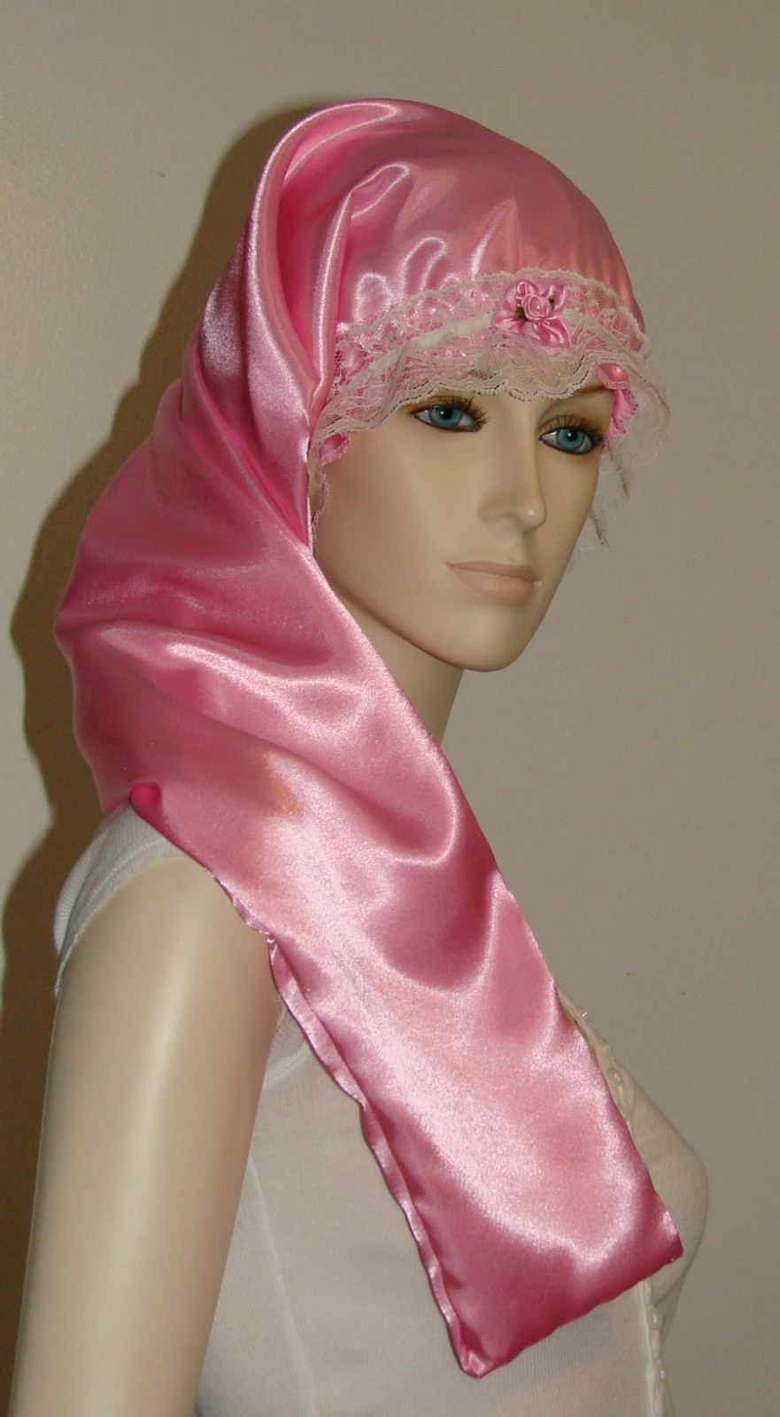 Hair Bonnet Pink Satin or Night Sleep Cap - Adult Size for Long Hair