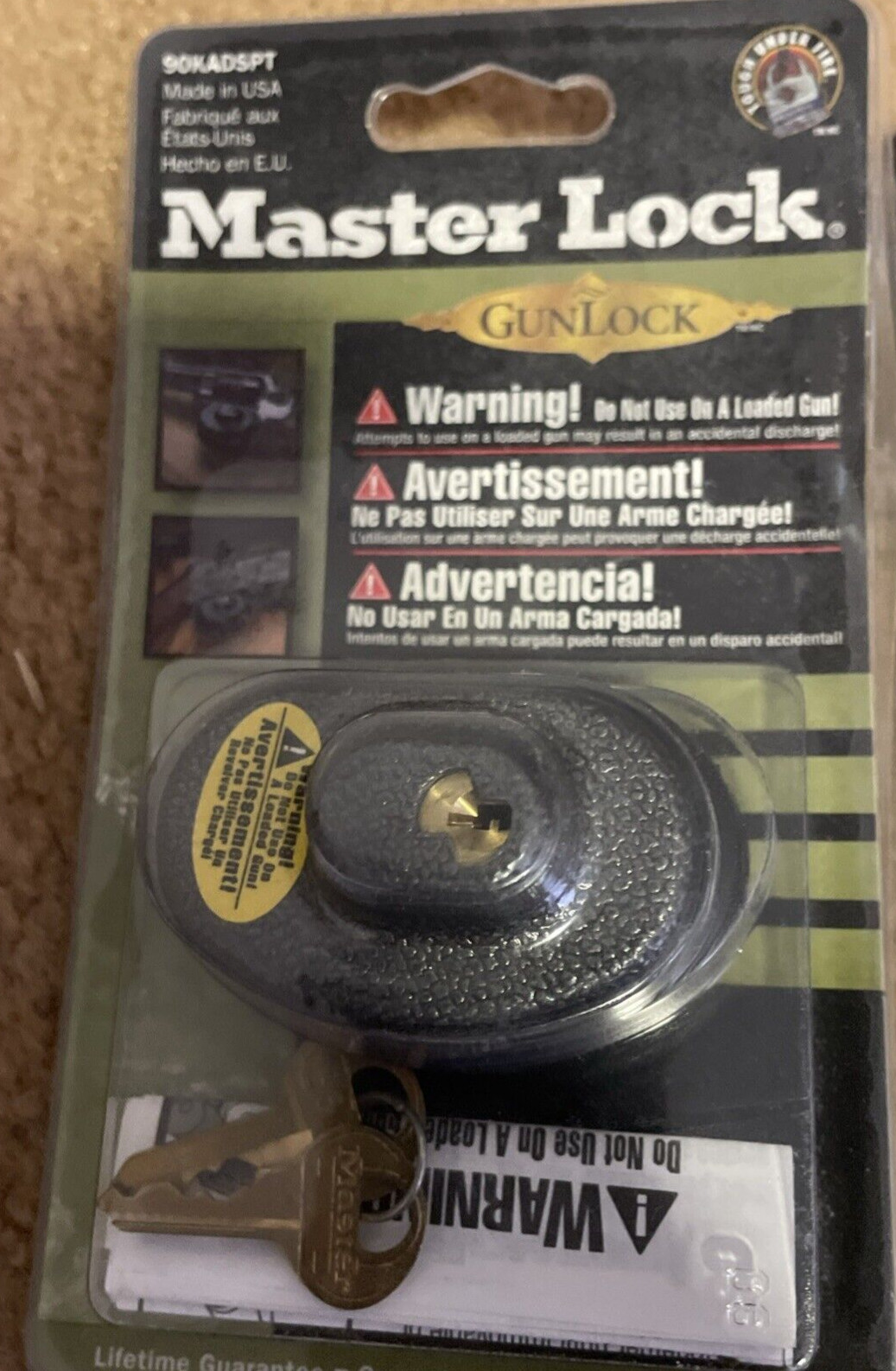 Lot of THREE (3) Master Lock 90KADSPT Keyed Trigger Gun Locks