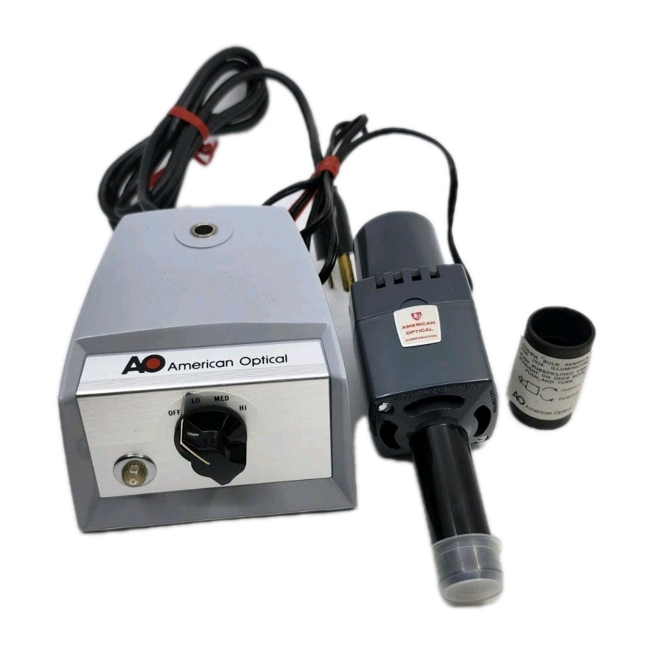 AO American Optical Vintage Microscope Transformer, 365 T + Light  Made in USA