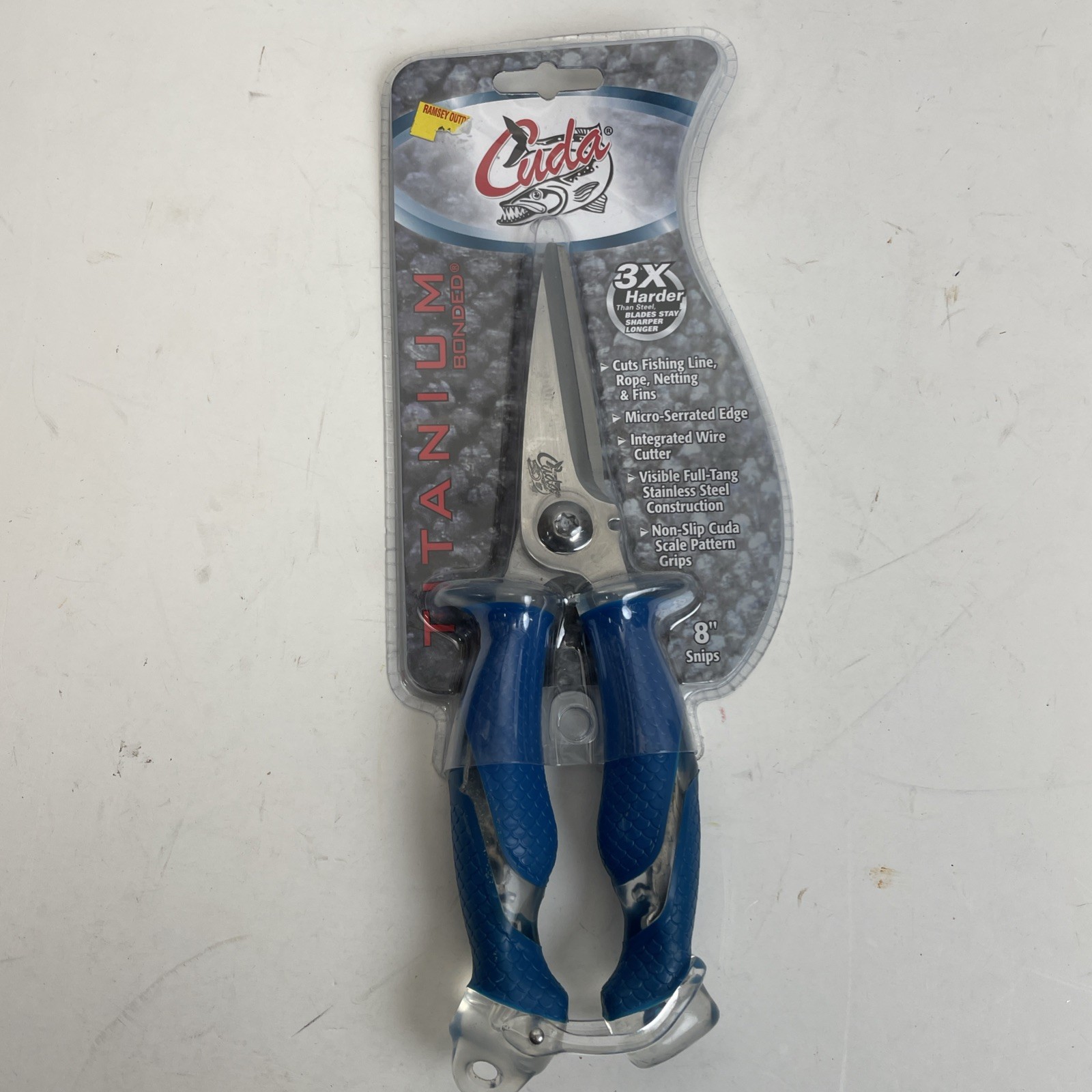 CUDA 8" Titanium Bonded Snips Durable Fishing Wire, Braid Blue