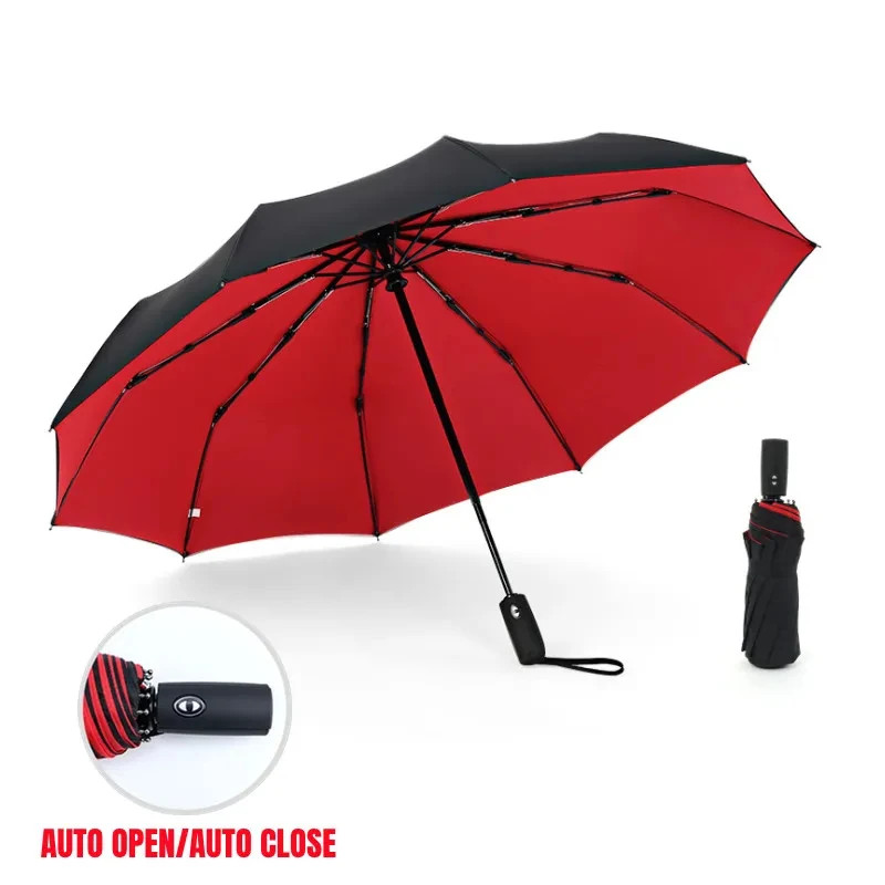 Windproof Double Layer Resistant Umbrella Fully Automatic Rain Men Women 10K Str