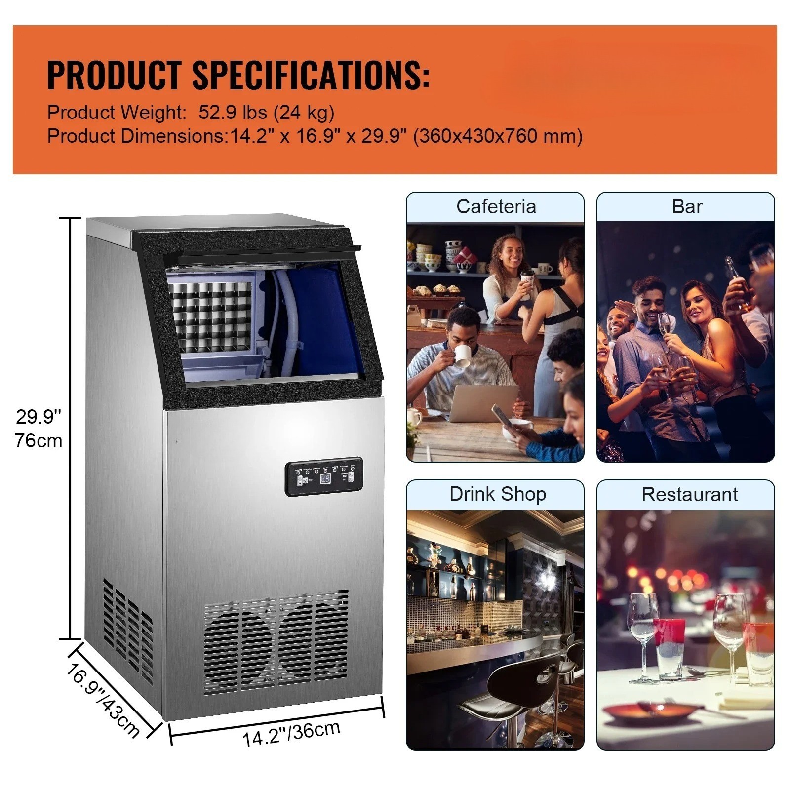 High-Capacity Commercial Maker Energy-Efficient Multifunctional Ice Machine