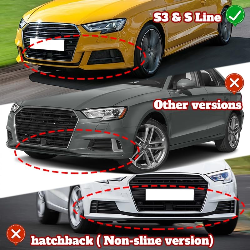 5PCS Front Bumper Lip Skirt Diffuser for Audi A3 S3 S Line 2017 2020 Carbon