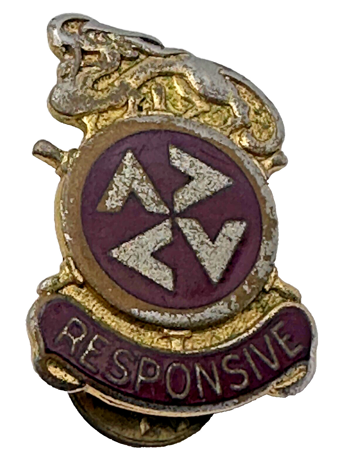 Vintage Metal Pin marked Responsive reverse signed Wash D.C. Military Army Old