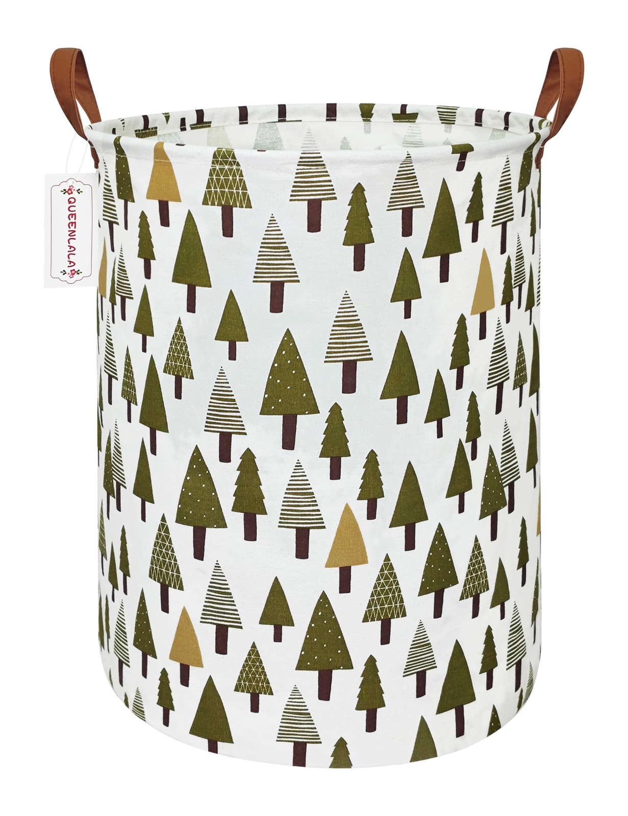 Round Waterproof laundry basket, Large (Pack of 1), Round-Green forest