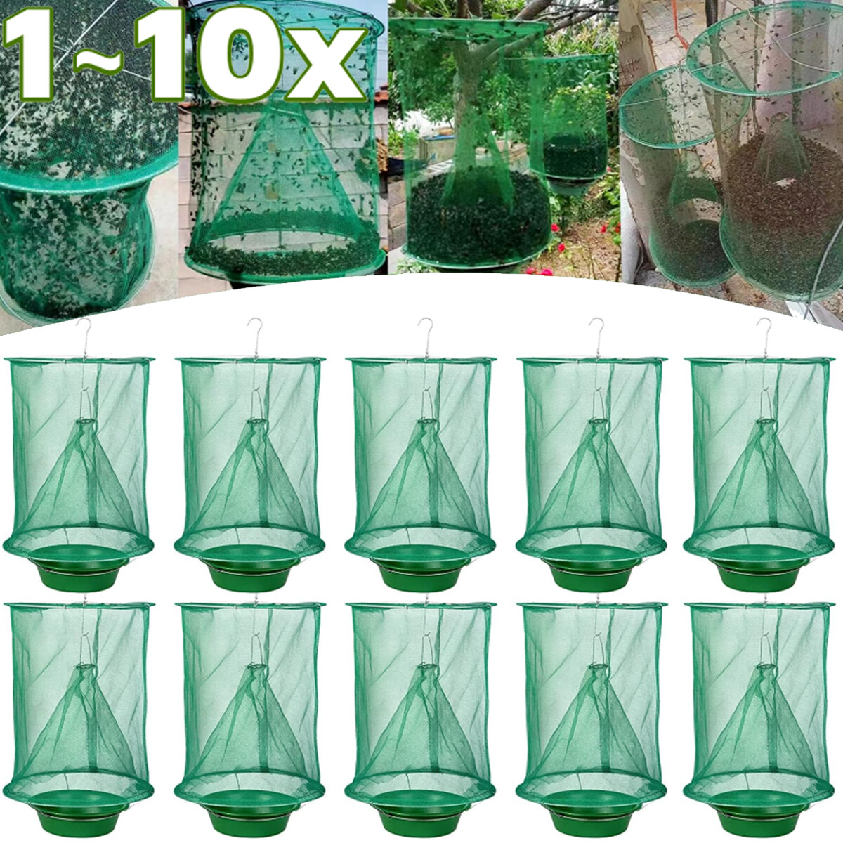 1-10X Ranch Fly Trap Outdoor Fly Trap Killer Bug Cage Net Perfect For Horses Lot