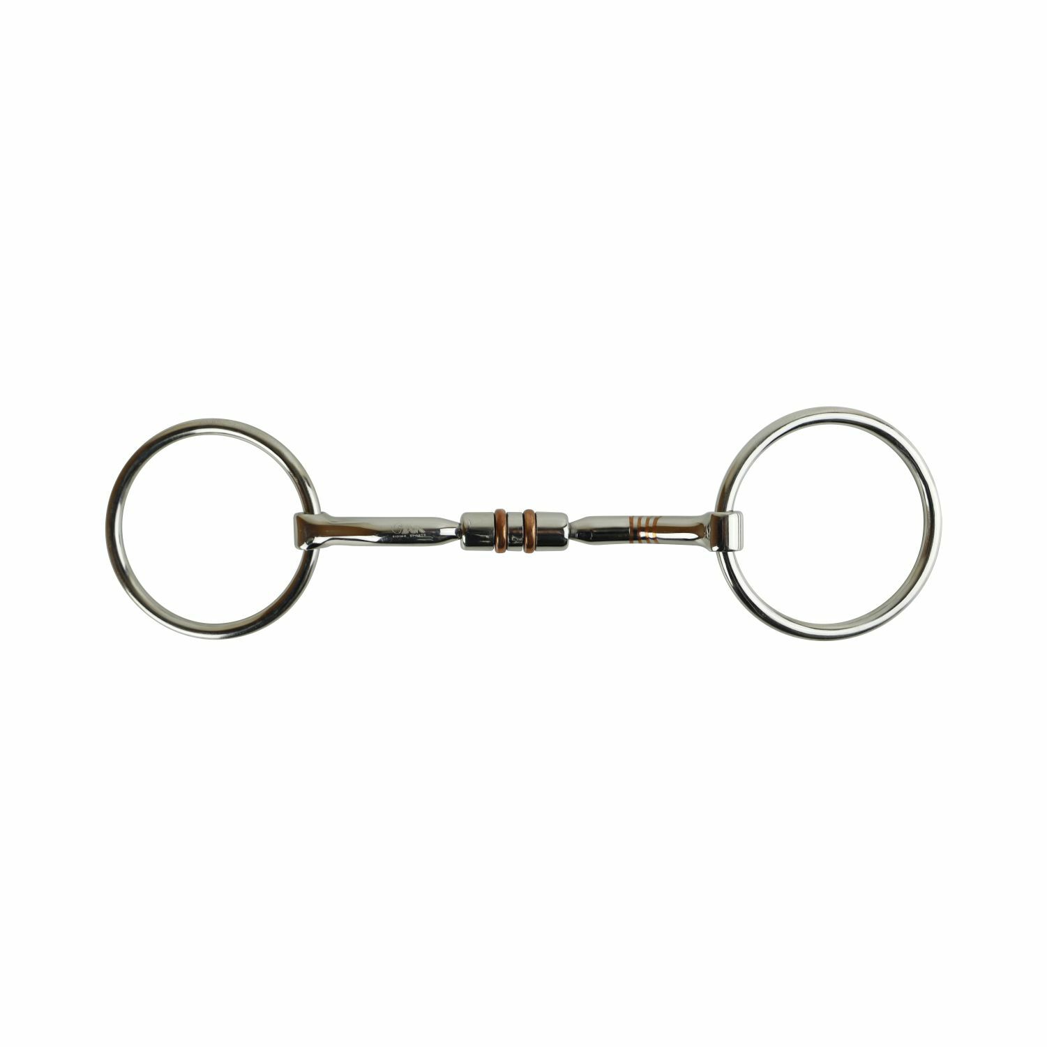 AK Loose Ring Rotary Curved Snaffle Horse Riding Bit with Double Cooper Roller