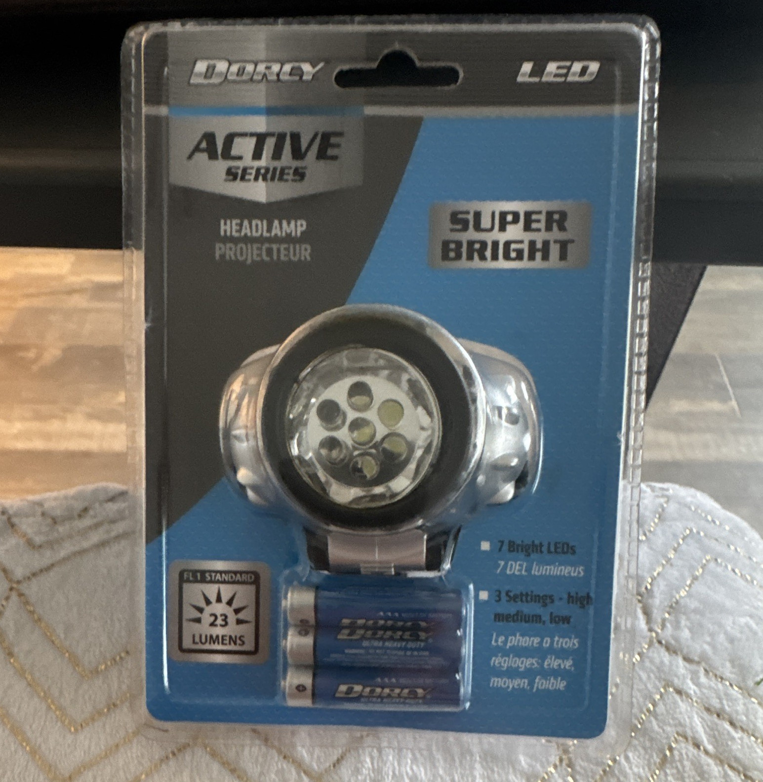 Dorcy Active Series LED Headlamp 23 Lumens 7 LED w/ Batteries Silver/Black