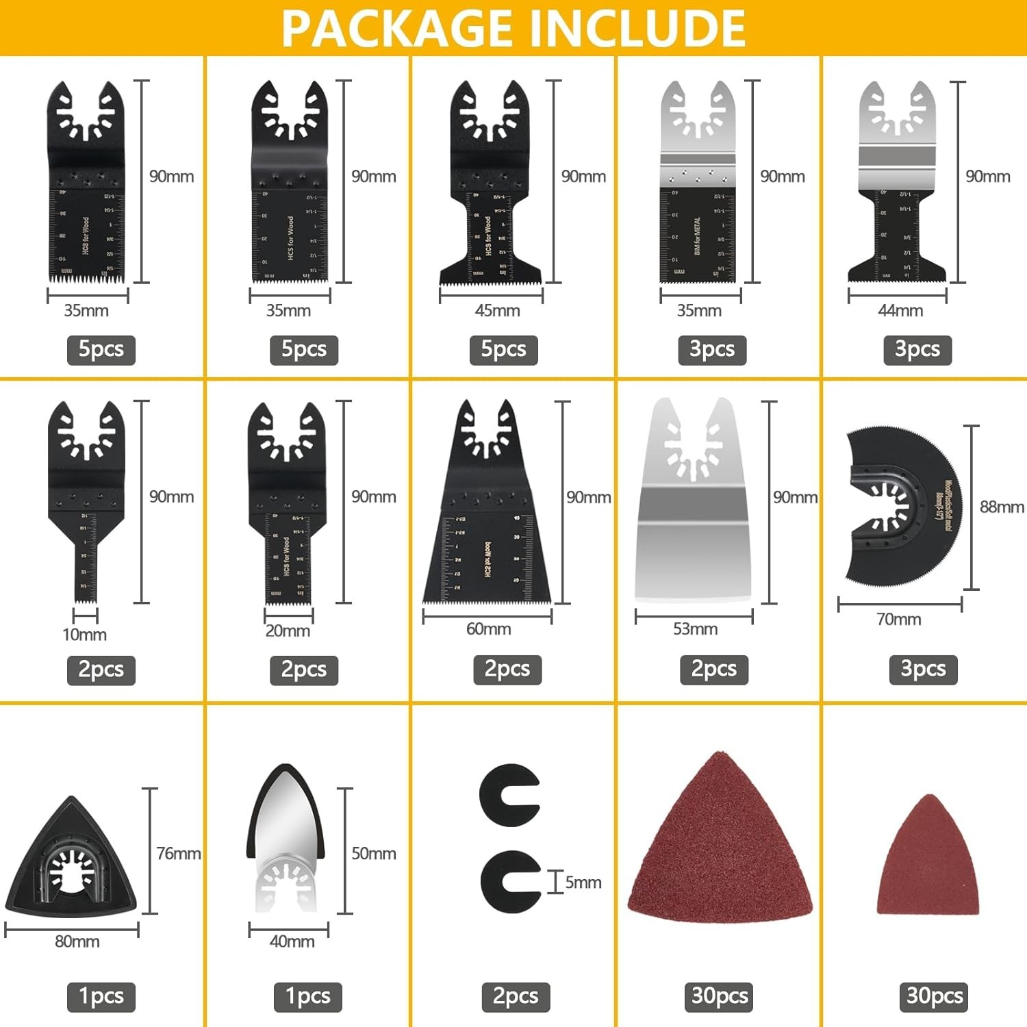 Professional 96-Pack Multi-Tool Blades - Carbide, Quick-Release & User-Friendly