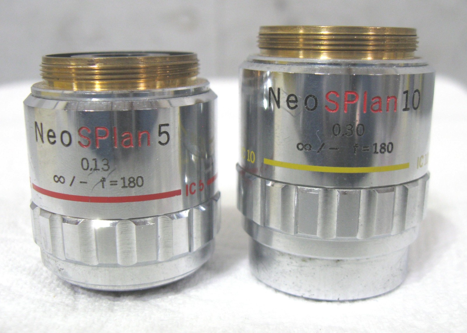 C202322 Lot 2 Olympus NeoSPlan Microscope Objective 5X/0.13 + 10X/0.30 âˆž/- f=1