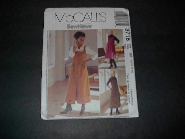McCall's Pattern 3716 Misses' Front Button Jumper in Two Lengths/2 Styles 8~14 U