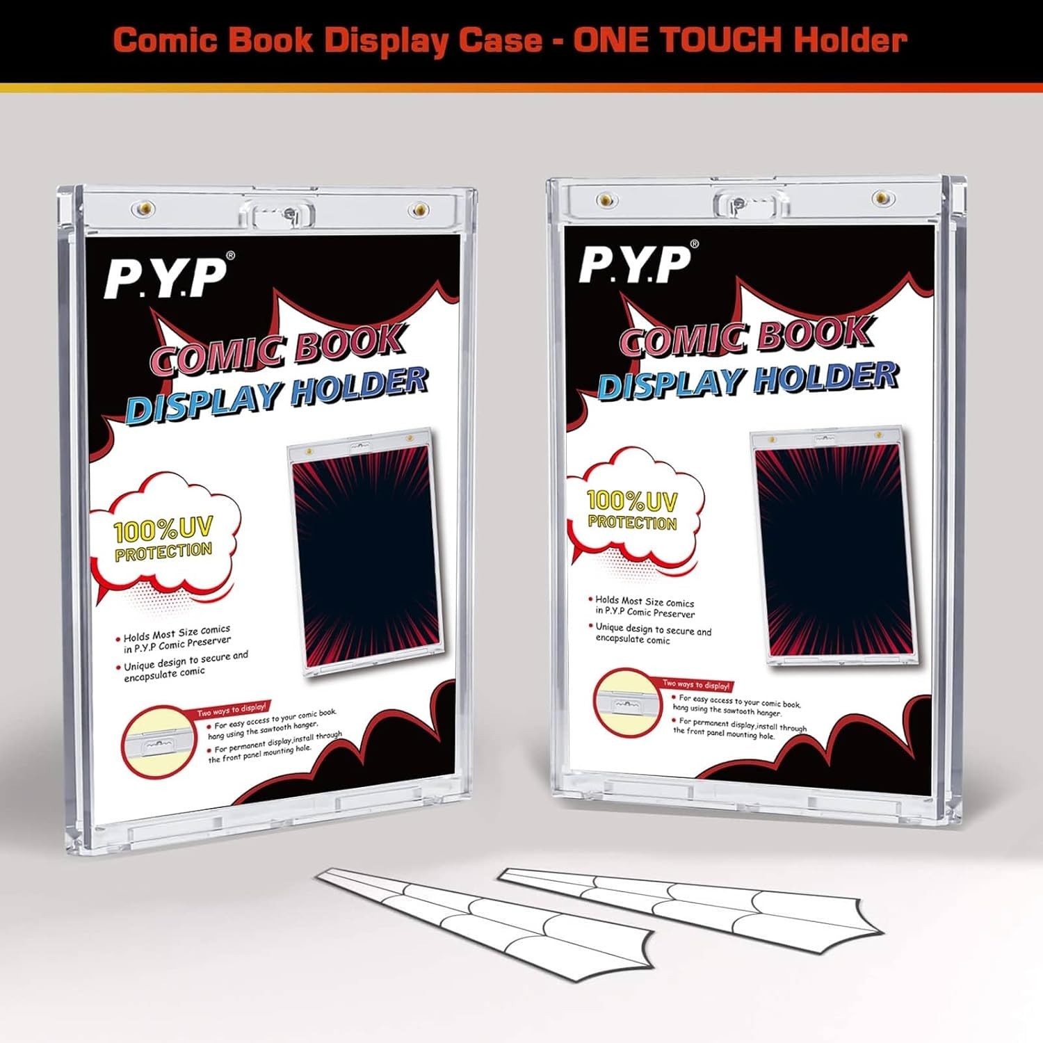 2ct Magnetic Comic-Book Display Cases - Crystal Clear One Touch Comic Book Ho...