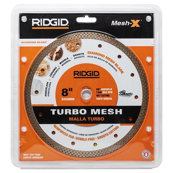 RIDGID 1009602226 8" Continuous Mesh Rim Diamond Blade (NEW SEALED)