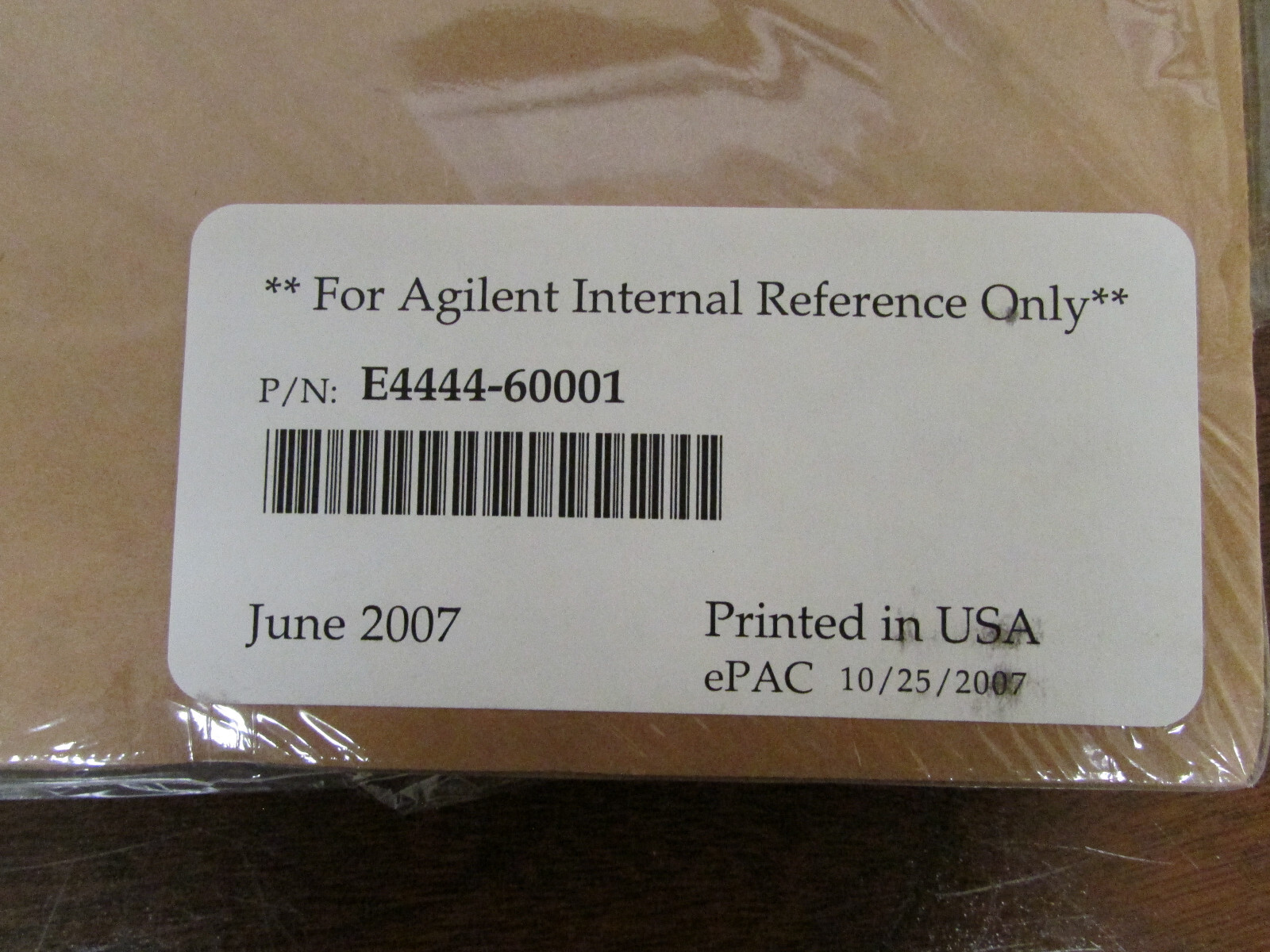 Agilent E4444-60001 E4444A BenchLink Spectrum Analyzer Getting Started Guide