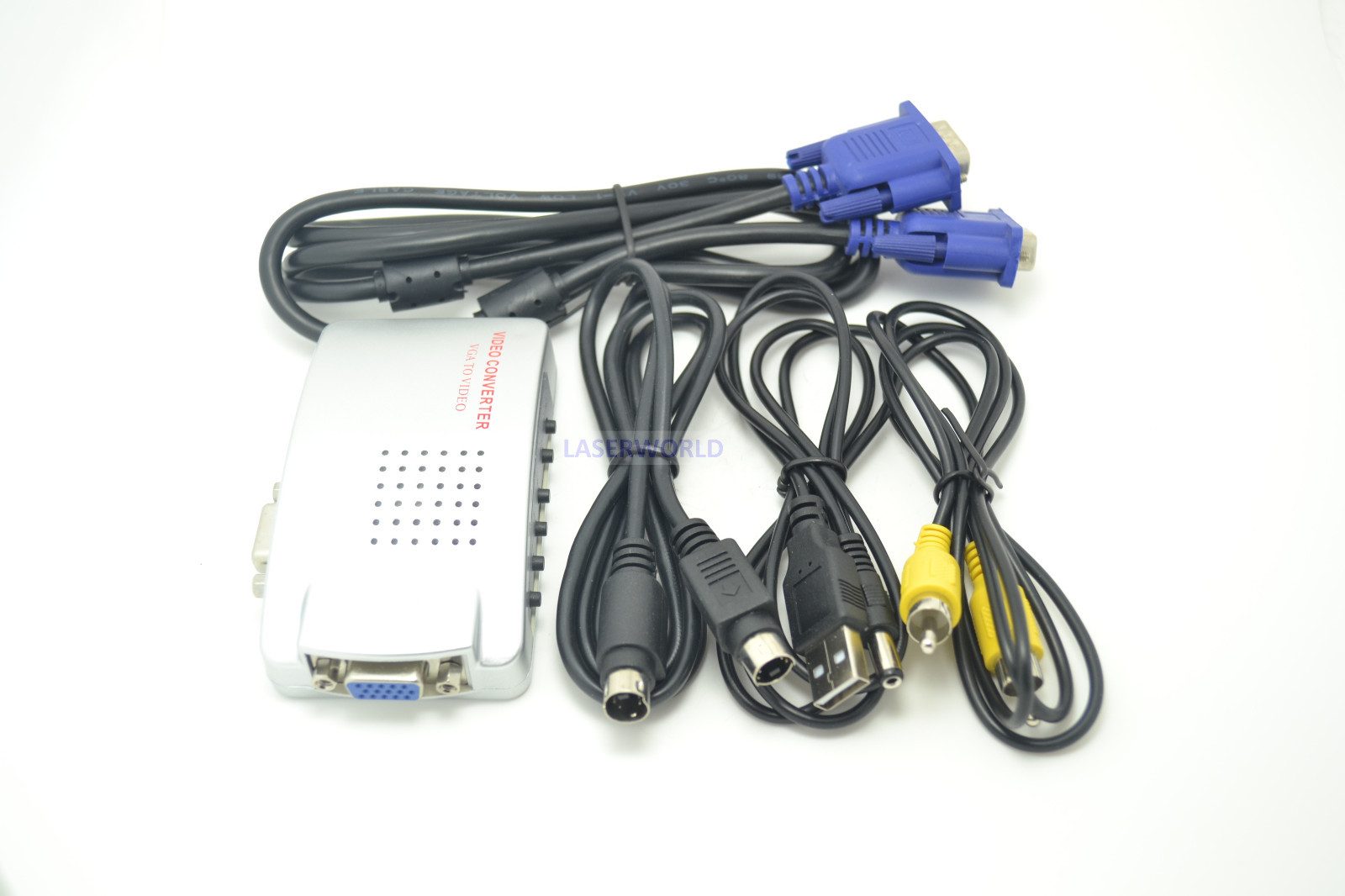 VGA to TV RCA Composite S-video Converter Adapter Box for PC Laptop Computer