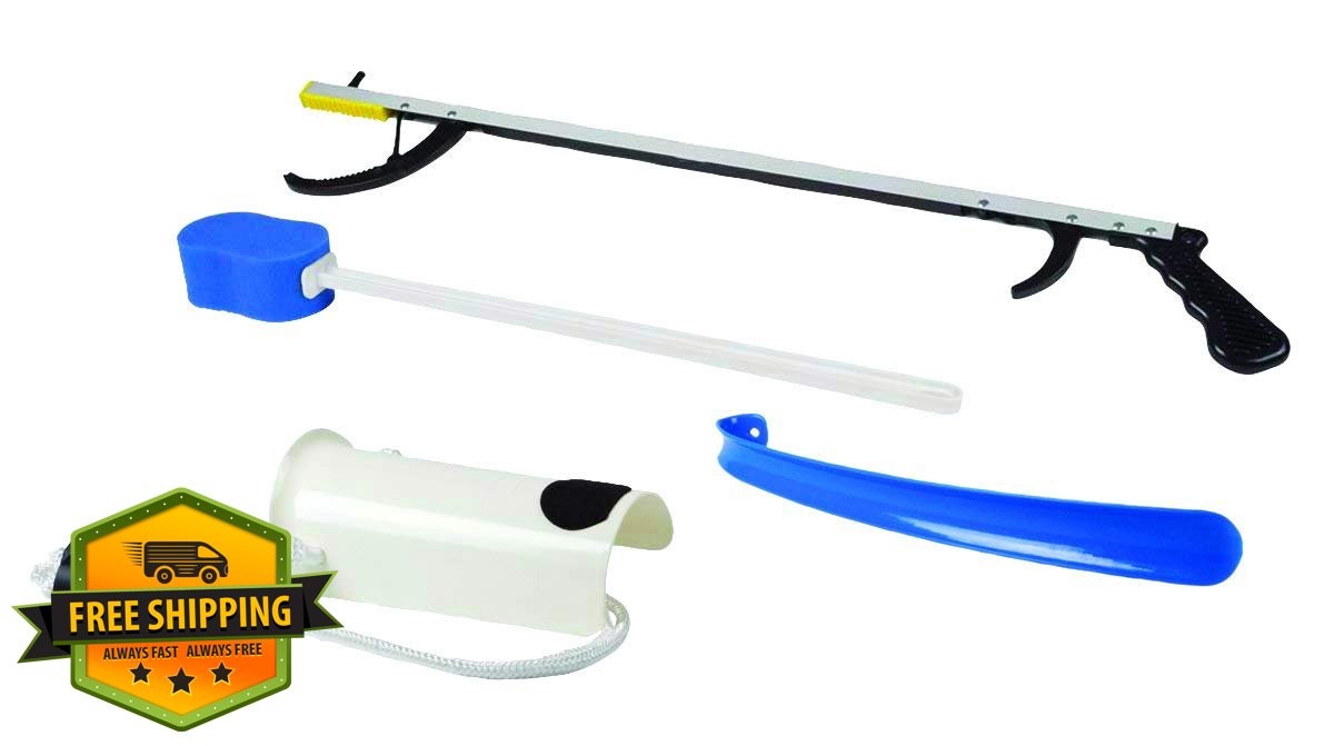 FabLife Hip Kit Daily Living Aids Grabber Bath Sponge Sock Shoe Dressing