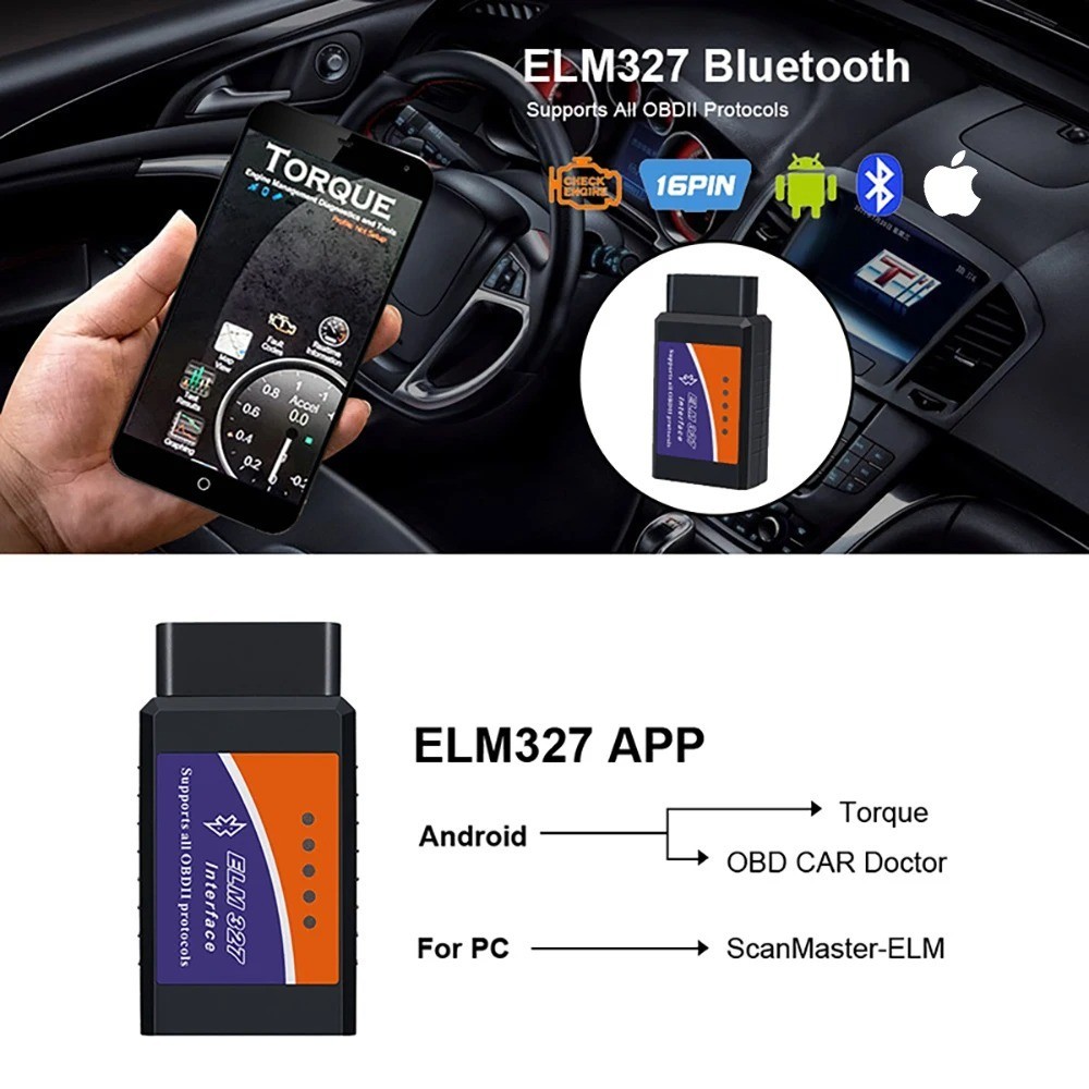 ELM327 V2.1 Bluetooth OBD2 Scanner Car Diagnostic Code Reader Android iOS Tool