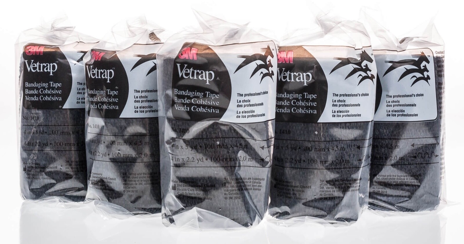 3M Vetrap Bandaging Tape, black, 4" x 5 yd, 18 rolls/cs