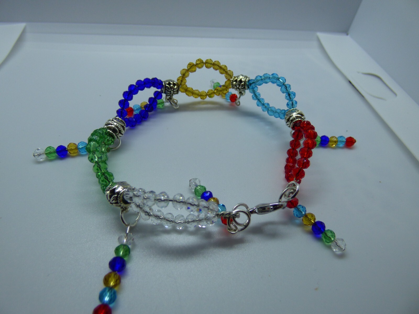 bracelet wire beads dangles rainbow lobster claw. 0273