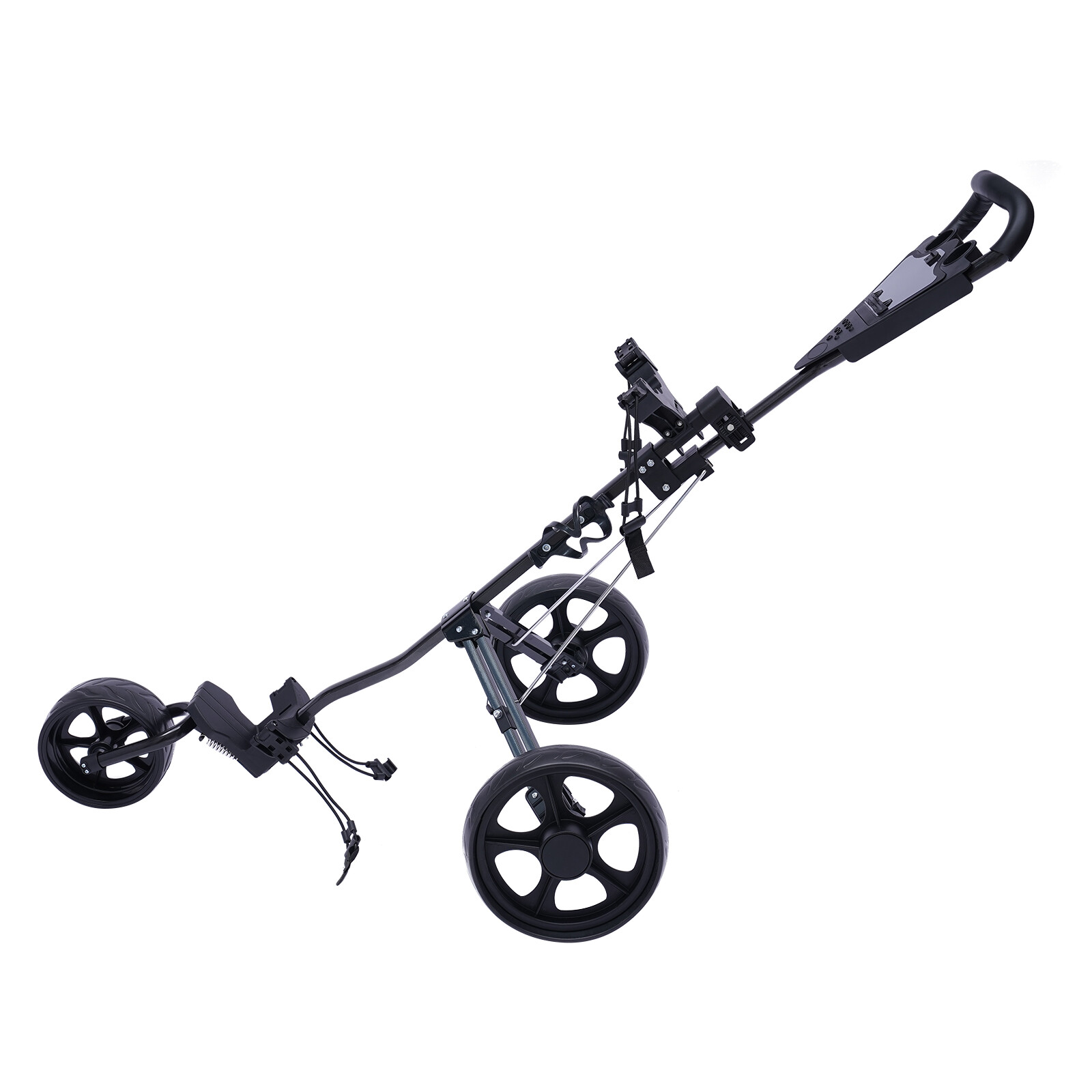 3 Wheel Golf Push Cart Folding Golf Walking Push Cart Roller Golf Bag Holder