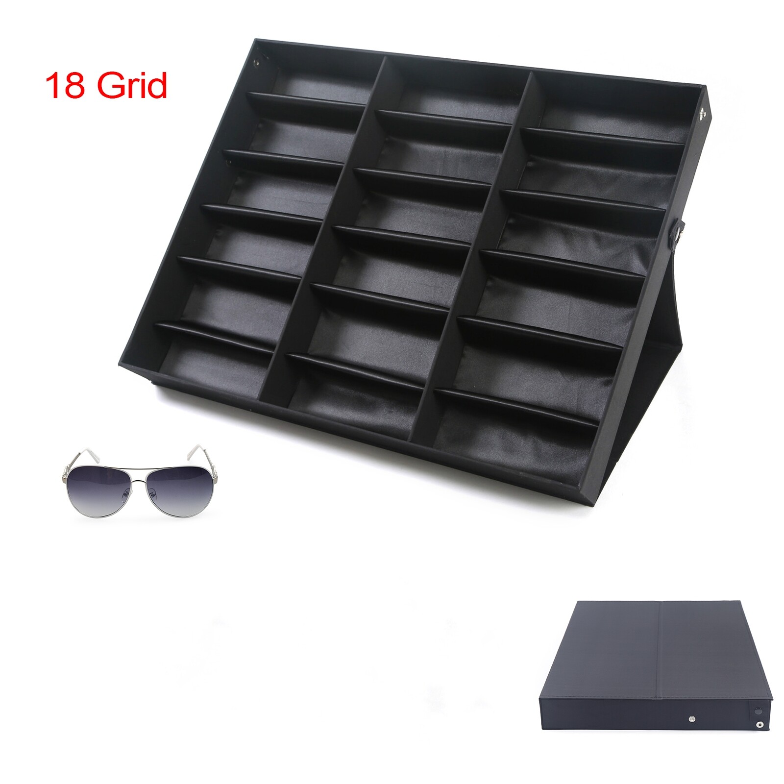 18 Slot Sunglass Eyeglass Storage Box Glasses Display Case Organizer Collector