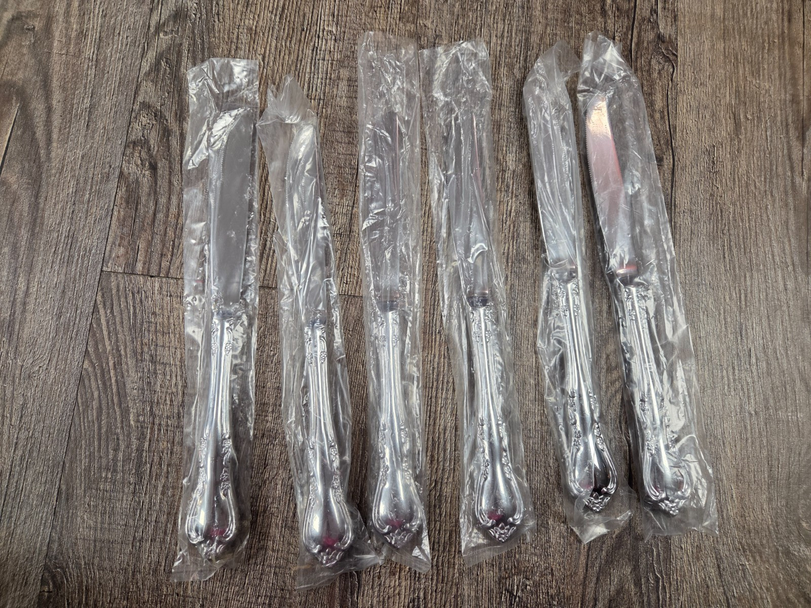 Vintage Stainless Steel Japan BRAND NEW Floral Flatware Butter Knives Set of 6