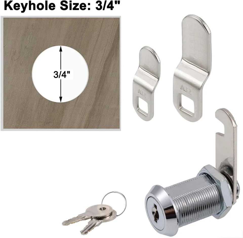 Cam Lock,Keyed Alike Cam Locks Item Package Quantity: 2 Size: 1-1/8 Inch Offset