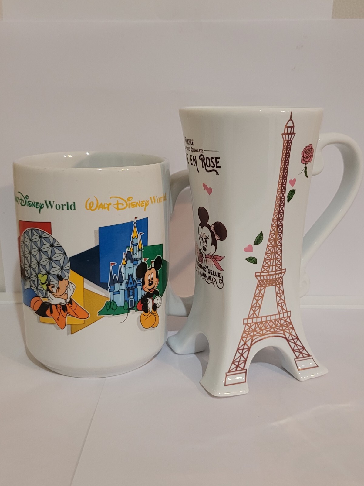 SET OF 2 DISNEY WORLD MUGS: MINNIE LA VIE EN ROSE MUG, & M.M.C. EPCOT DAD MUG