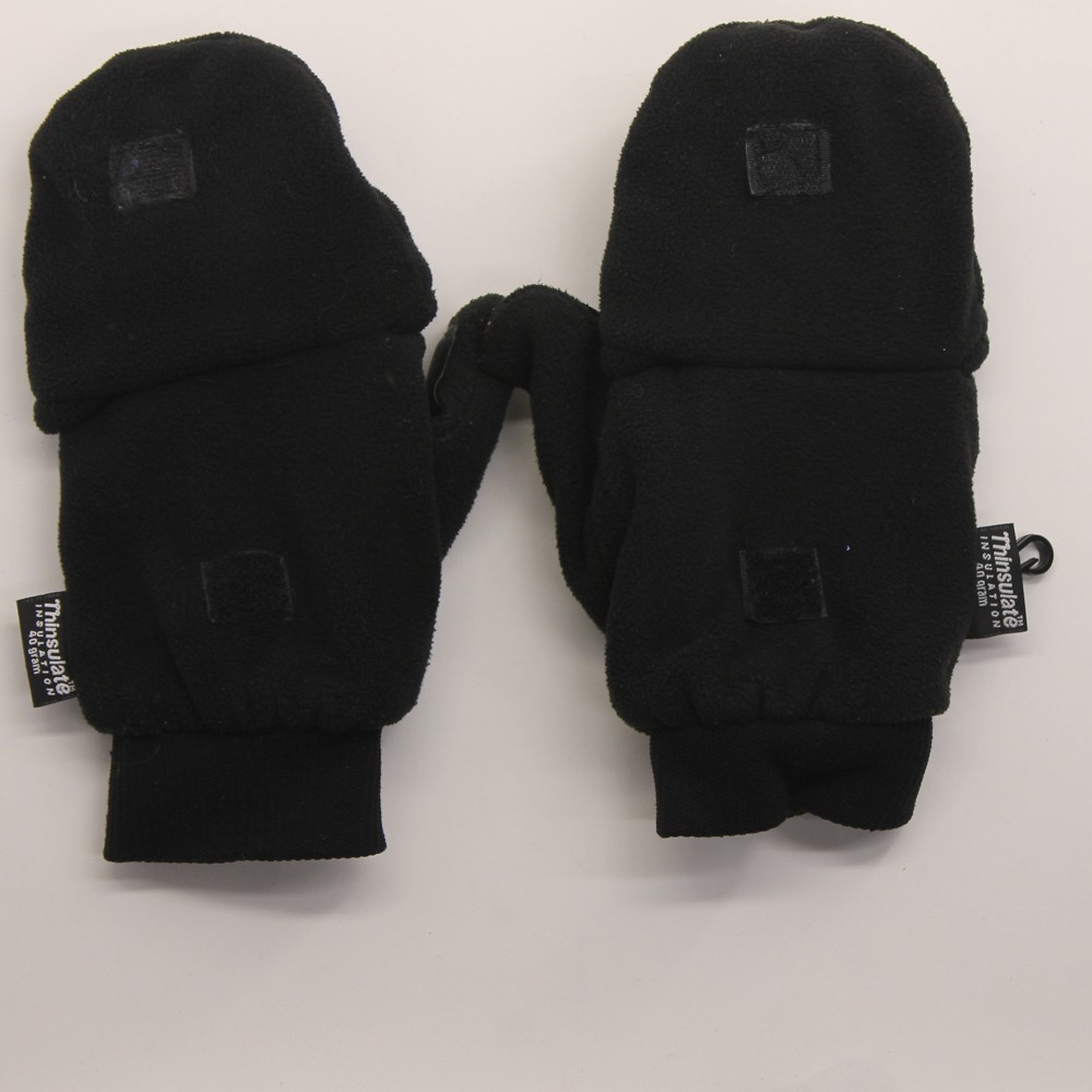 Athletech Black Fleece Winter Convertible Mitten Fingerless Glove Size M-L