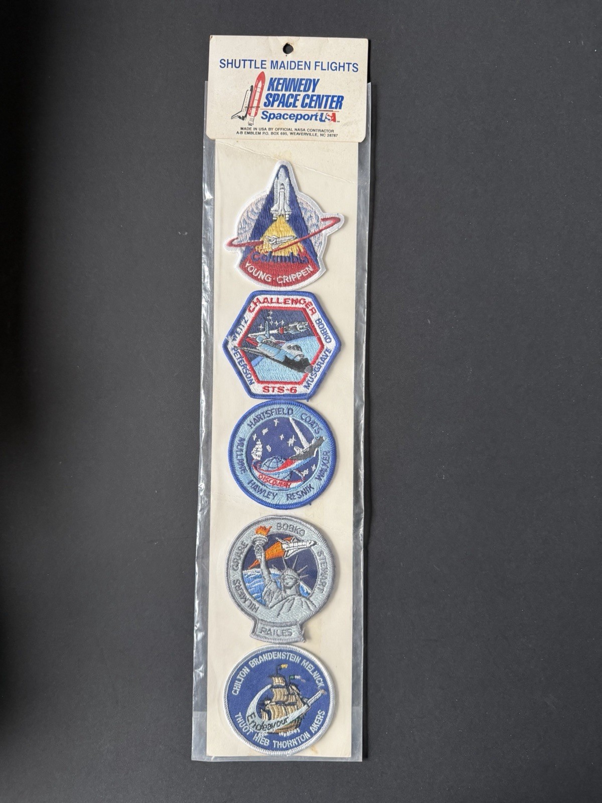 Vintage Kennedy Space Center Shuttle Maiden Flights Emblem Patches- Set Of 6
