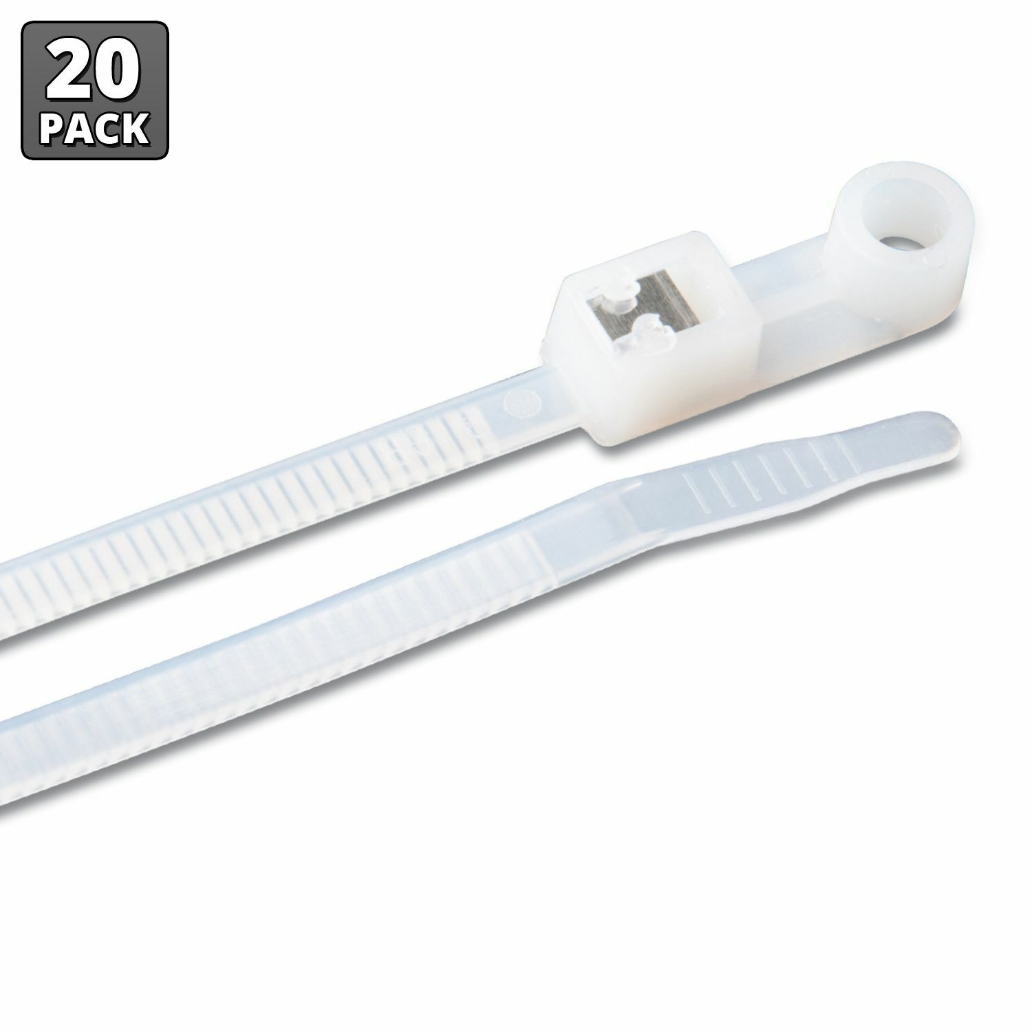 Ancor 199312 11" Natural Mounting Self-Cutting Cable Ties - 20 Pack