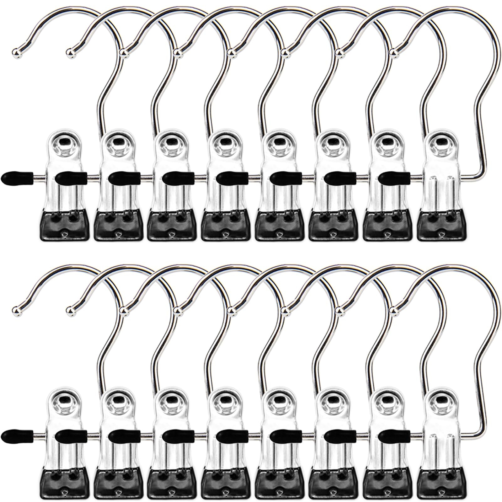 Boot Hangers Clips, 16 Pack Laundry Hooks Hanging Clips 16 PACK, Silver