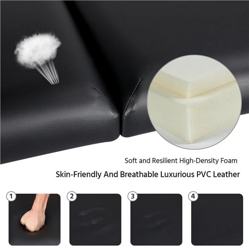 Portable Adjustable Wooden Massage Table Foldable Spa Bed Therapy Couch Black