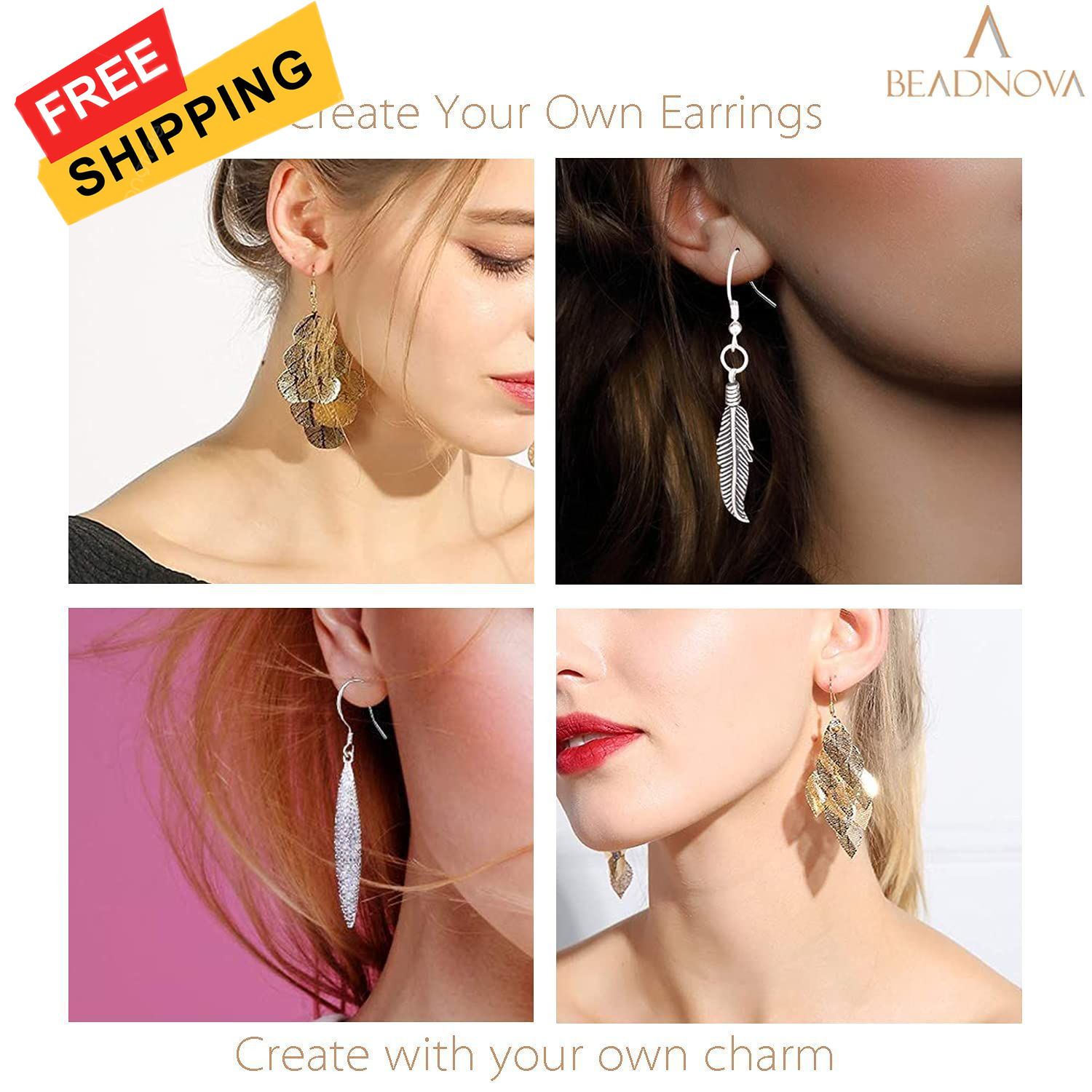 BEADNOVA 200pcs Mix Earring Hooks & Backs, Silver & Gold, 100pcs