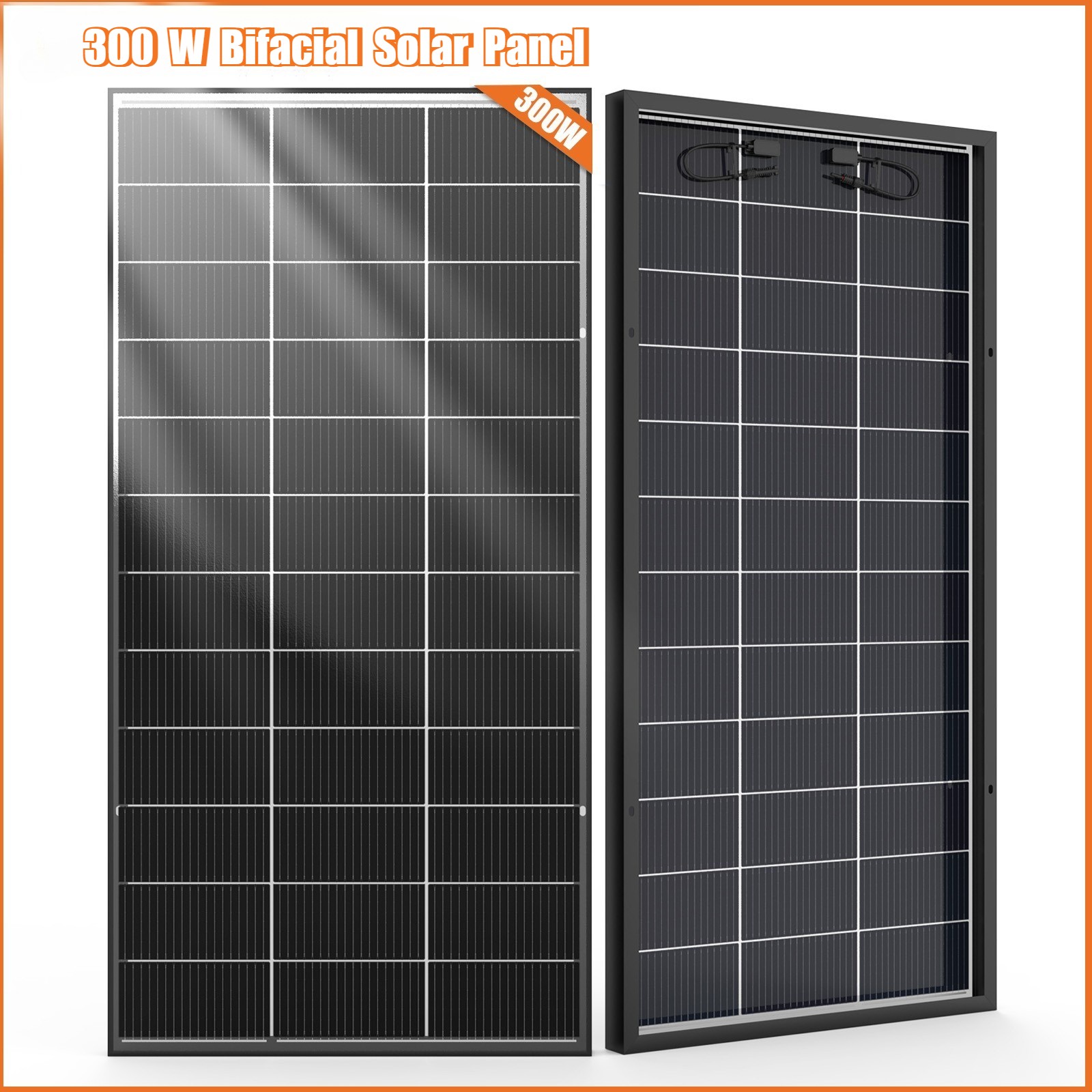 Bifacial 300W N-Type 12V Solar Panel 18BB Mono HighEfficiency PV Sunsh/RV/Home
