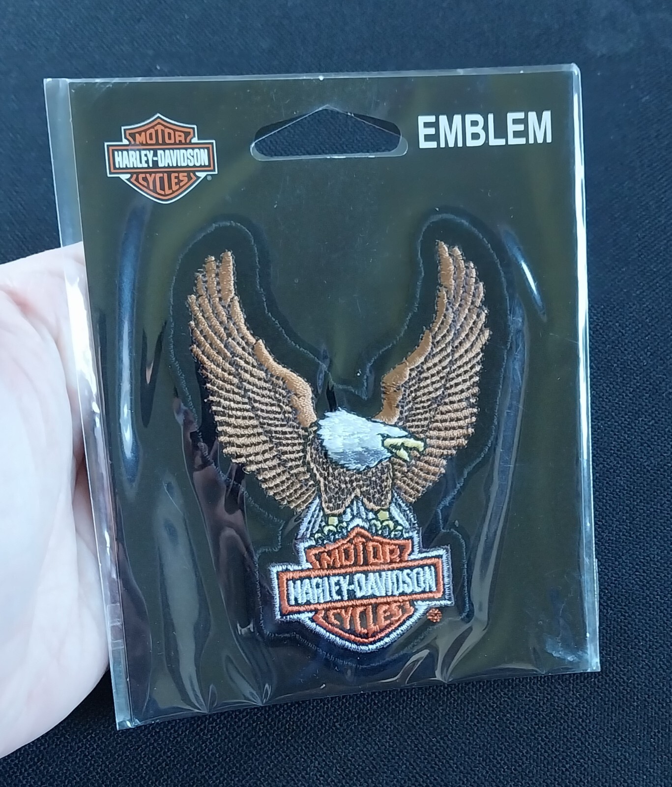 HARLEY DAVIDSON BAR & SHIELD UPWING BROWN EAGLE CLOTH PATCH EMBLEM SEW ON