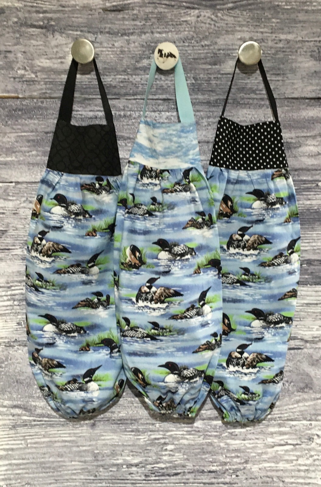 Plastic Grocery Bag Rag Sock Holder Common Loons Drakes Hens Chicks Waterfowl